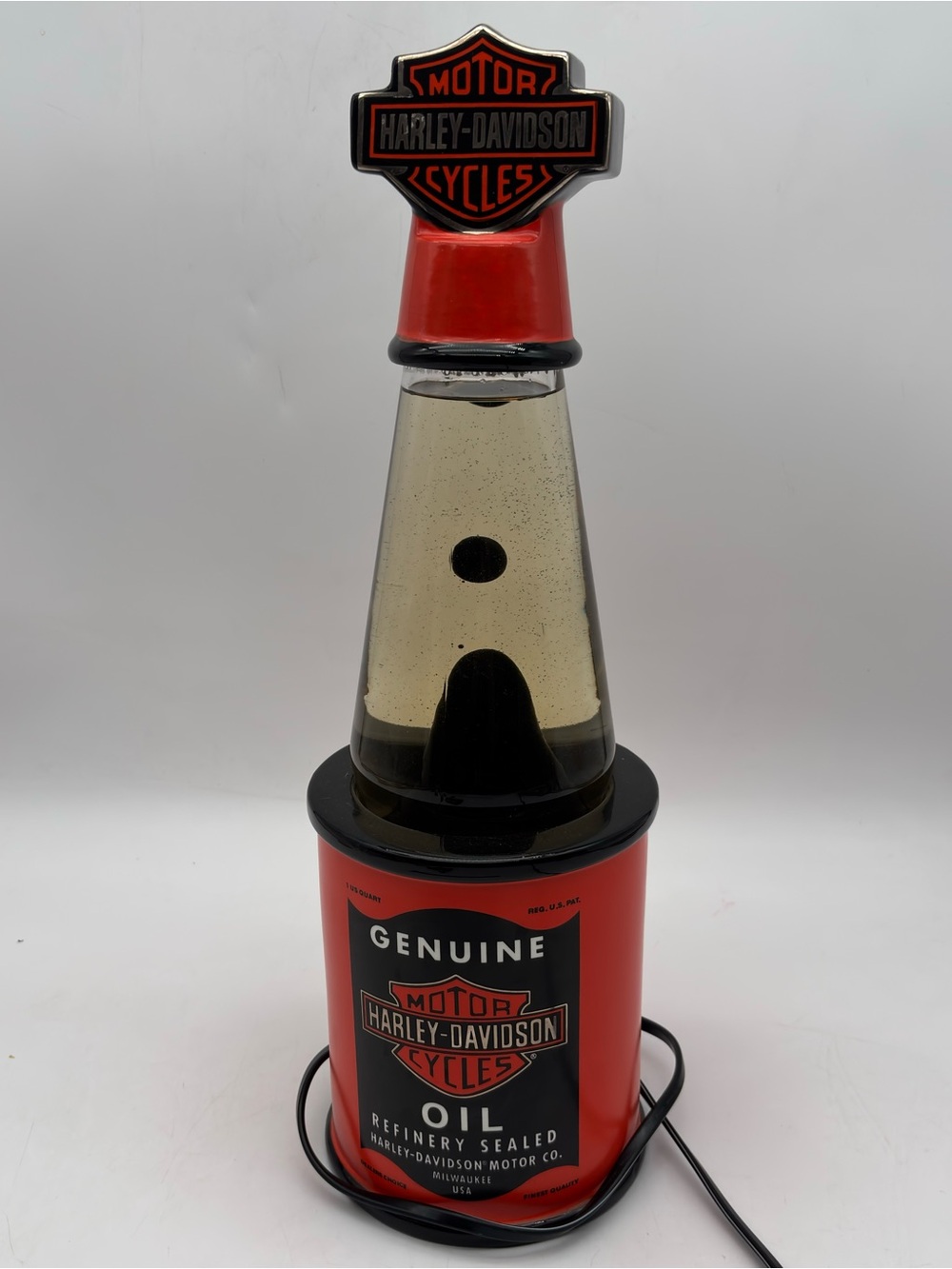 Vintage 1998 Harley Davidson Oil Can LavaLamp Vendor SLC Motion Light,Motor Co